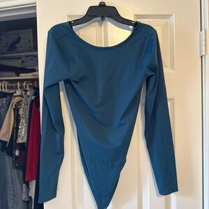 Abercrombie & Fitch Bodysuit open back Teal Long Sleeve Top